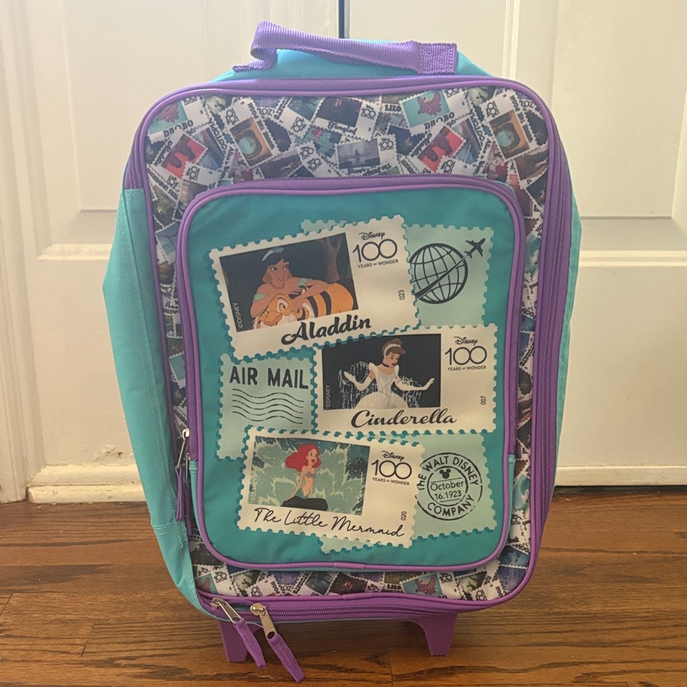 Disney Princess Rolling Luggage in Teal and Purple
